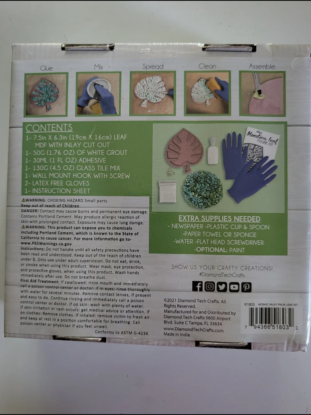 Monstera Leaf Mosaic Kit – Green Mosaic Craft Kit